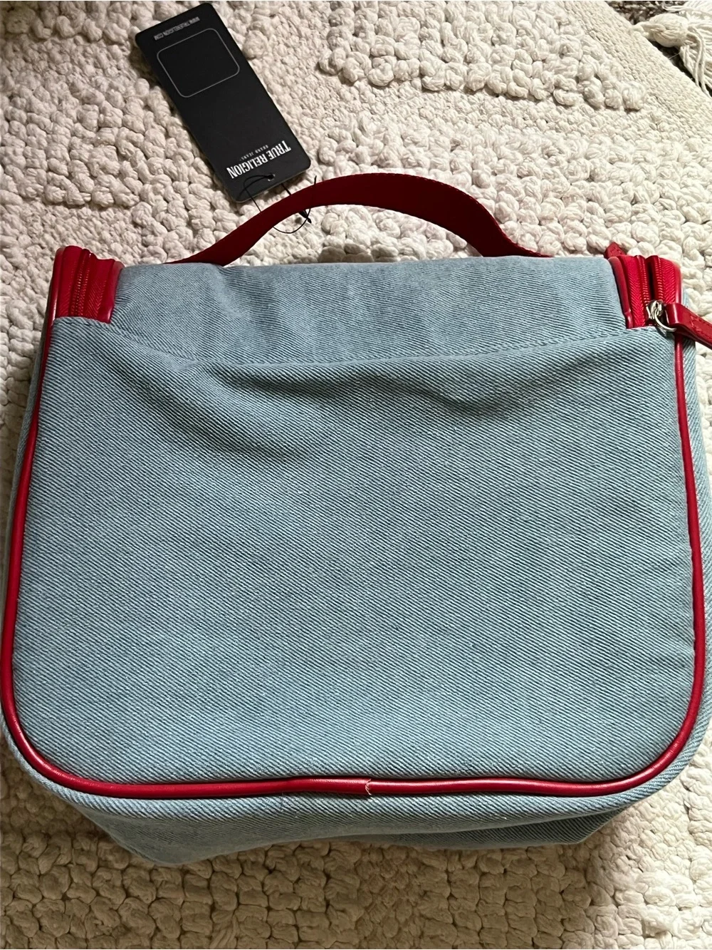 True Religion Light Blue and Red Men's Toiletry Kit